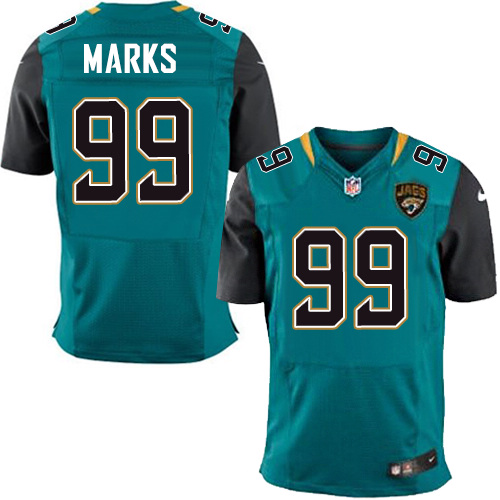 Men's Elite Sen'Derrick Marks Nike Jersey Teal Green Home - #99 NFL Jacksonville Jaguars